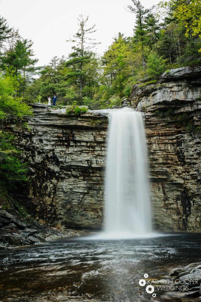 Adventure elopement in Minnewaska waterfall Awosting Falls NY HV photographer www.KathrynCooperWeddings.com