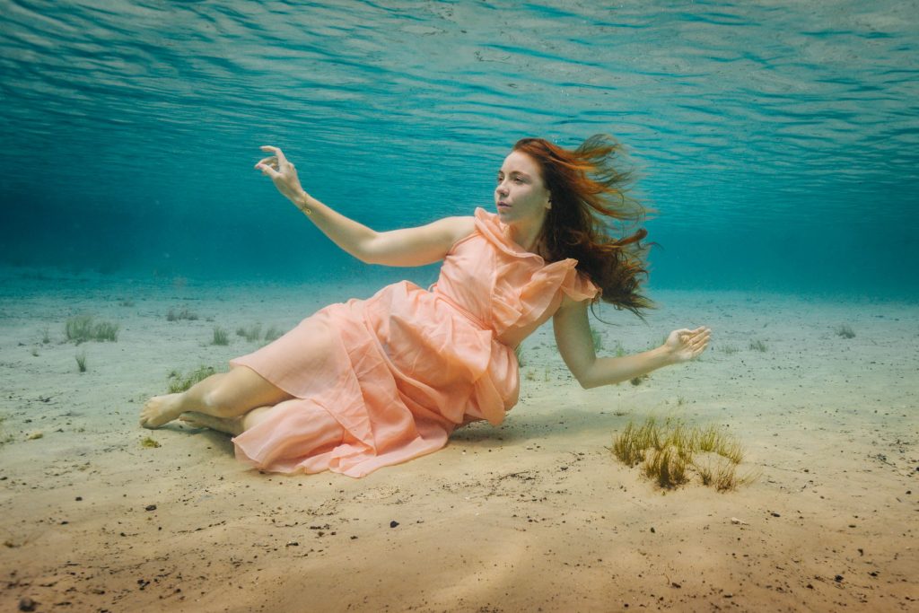portrait underwater photo in a freshwater spring, Florida