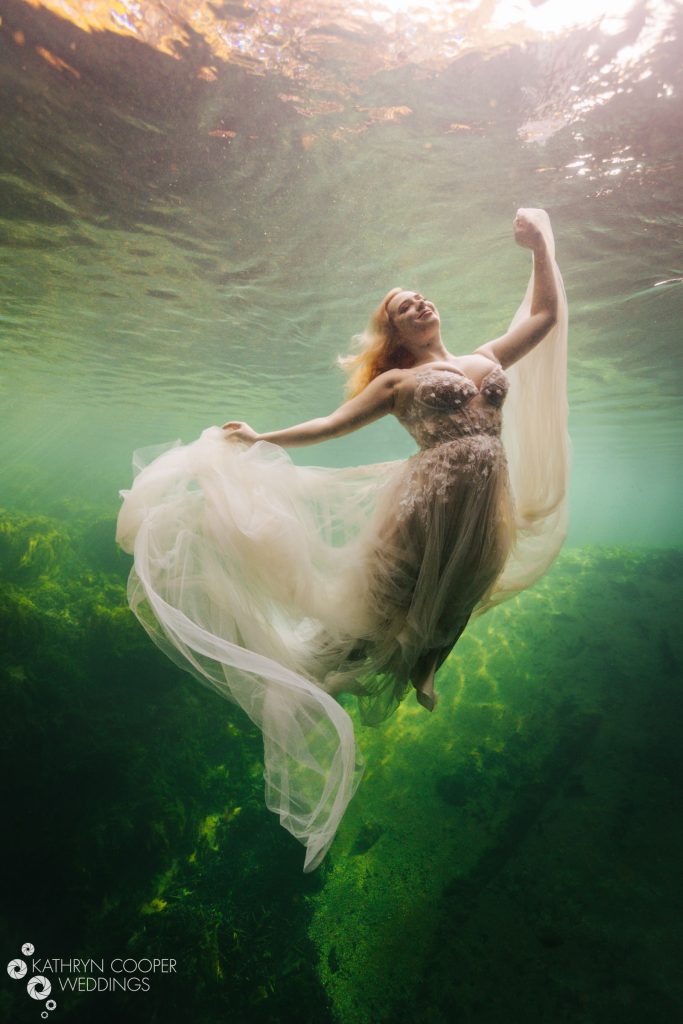Green spring with bride underwater